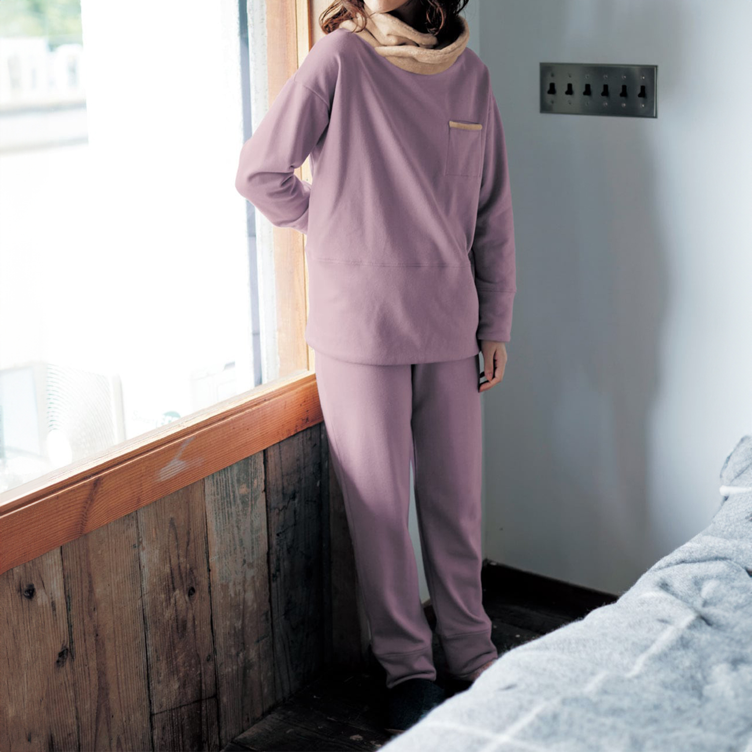 ふっくら綿混裏起毛首と腰回りあたたか長袖パジャマ 通販のベルメゾンネット ふっくら綿混裏起毛首と腰回りあたたか長袖パジャマ 通販のベルメゾンネット