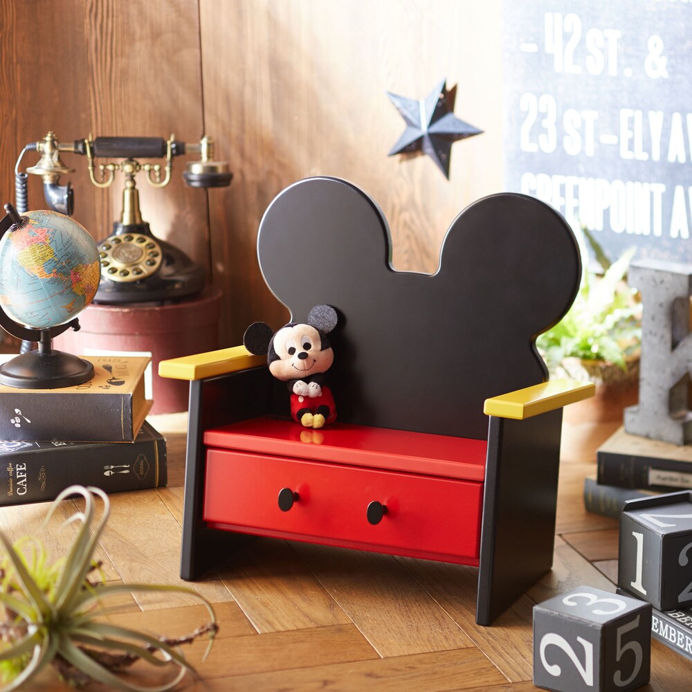 【ディズニー/Disney】小物も収納OK!ぬいぐるみ用ベンチ(選べるキャラクター)