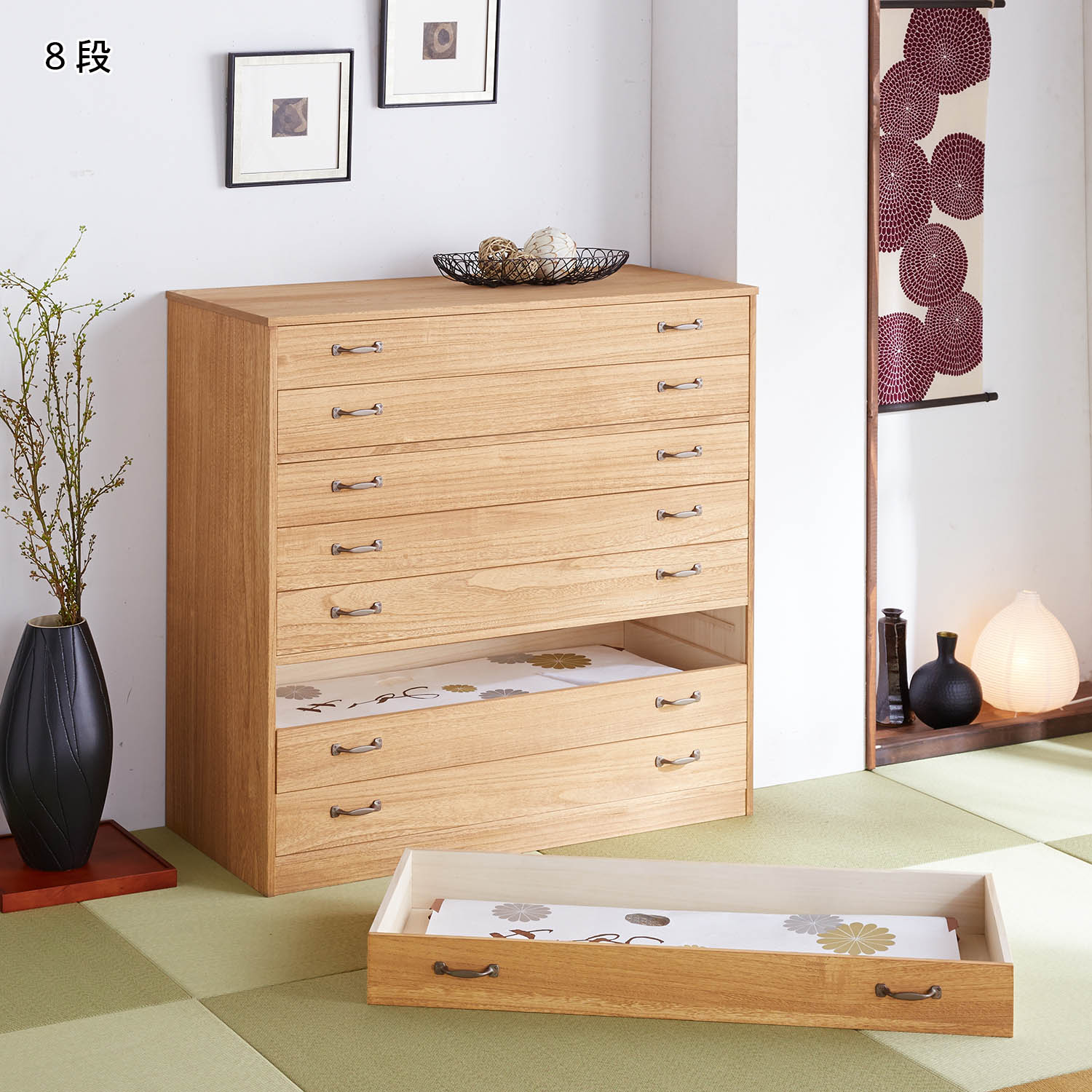 【ベルメゾン】たとう紙が収納できる浮造り仕上げの総桐チェスト