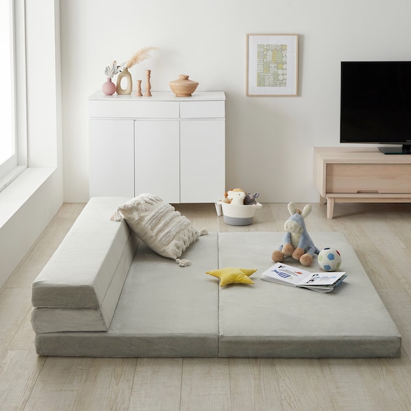 【ベルメゾン】ベロア生地の折りたたみソファーベッド[日本製]