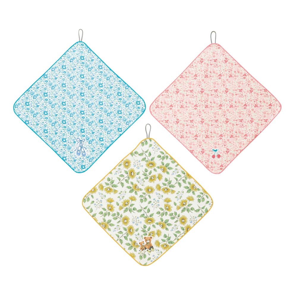 ループ付きハンドタオル3柄セット（子供用タオル/ハンカチ）｜(ジータ