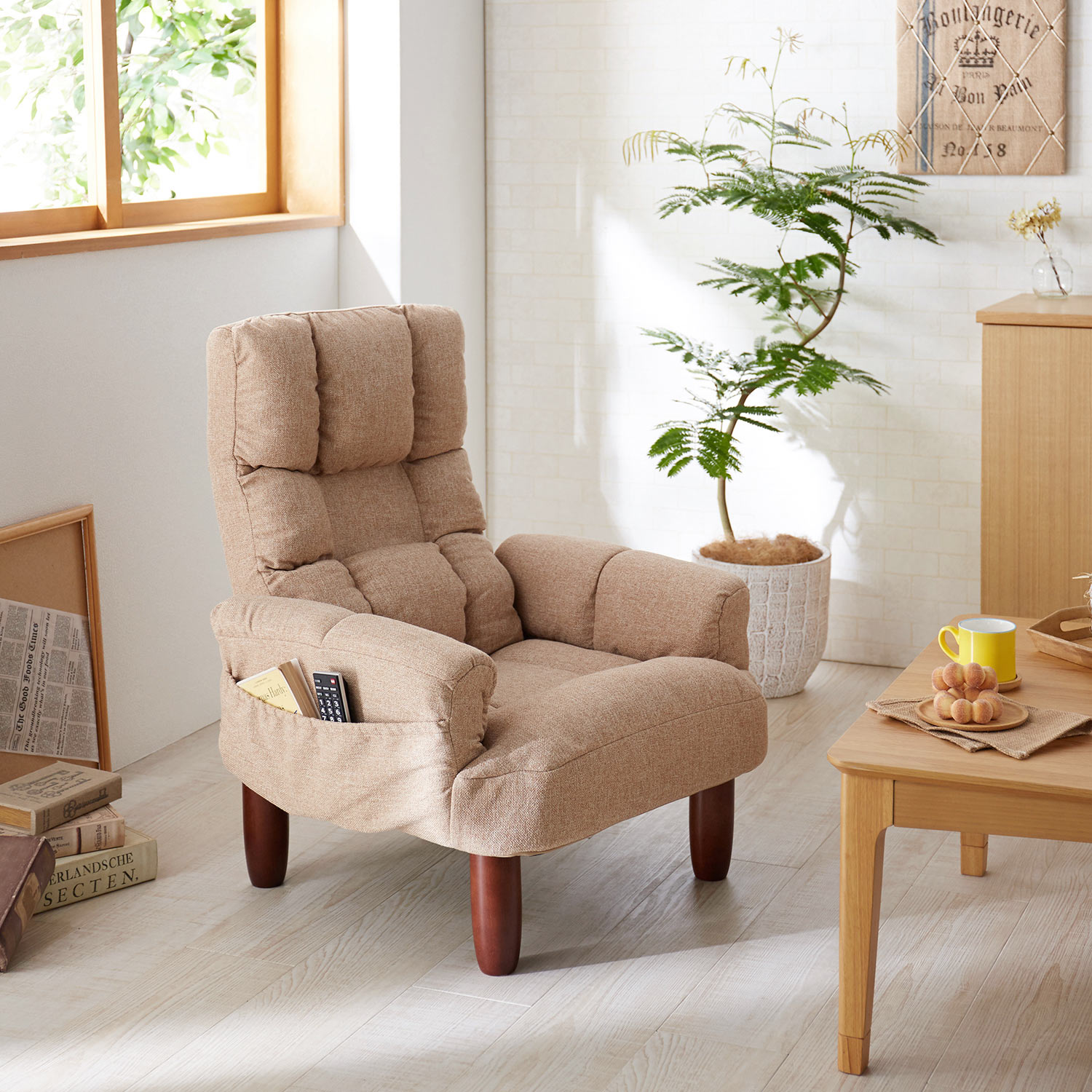 【ベルメゾン】リクライニング式シンプル高座椅子