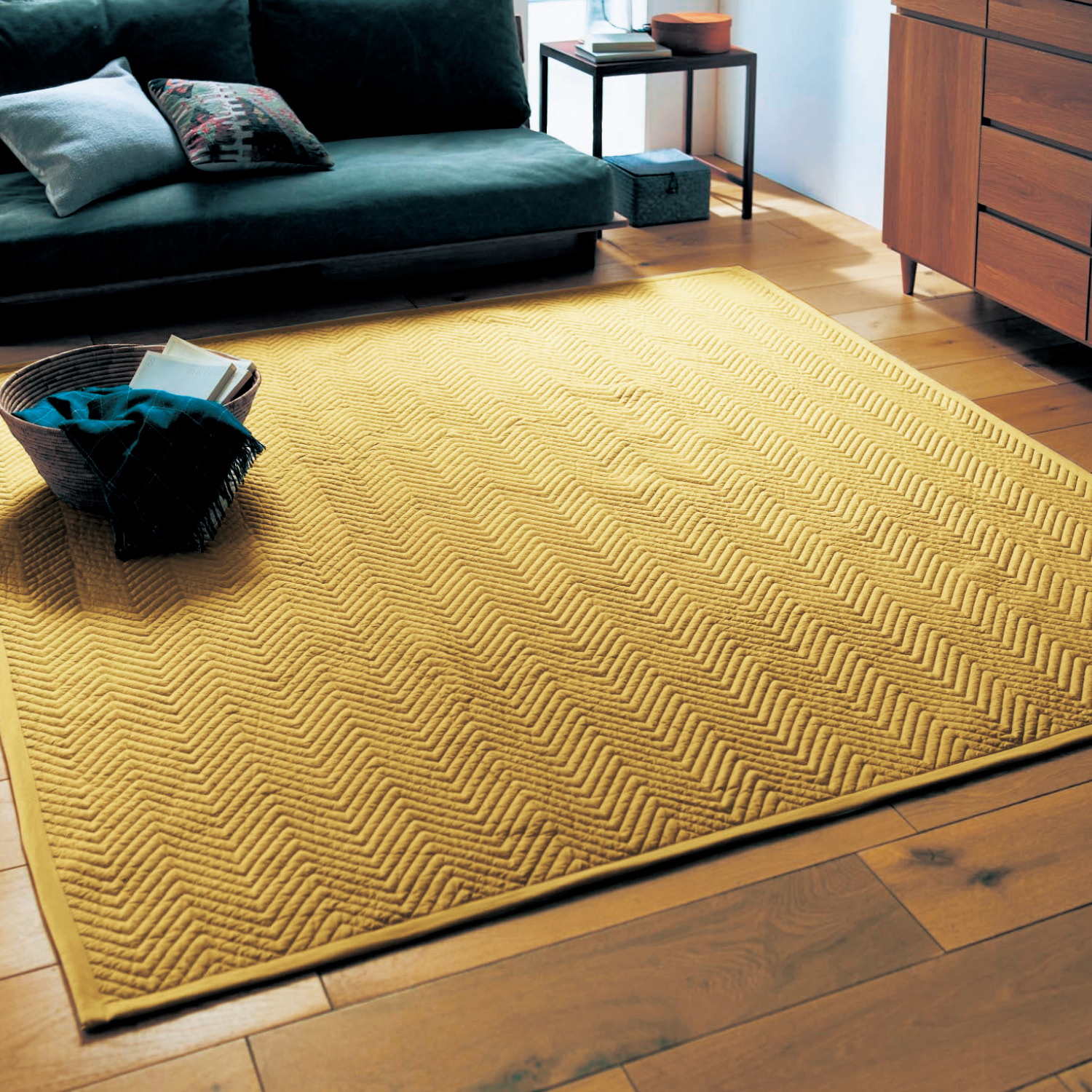 <標準タイプ>洗いをかけたやわらか綿素材の撥水キルトラグ