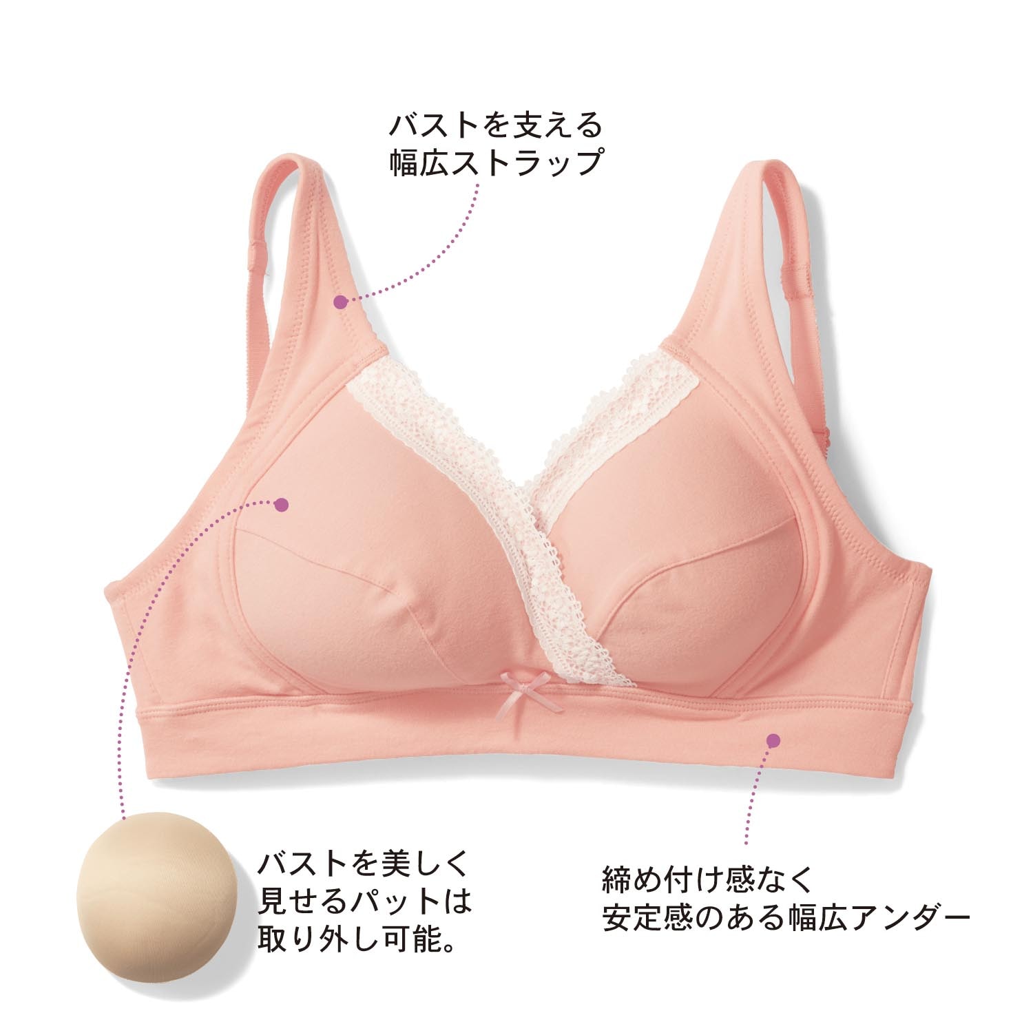 らくなのに美バスト授乳も快適マタニティサイズノンワイヤーブラジャー