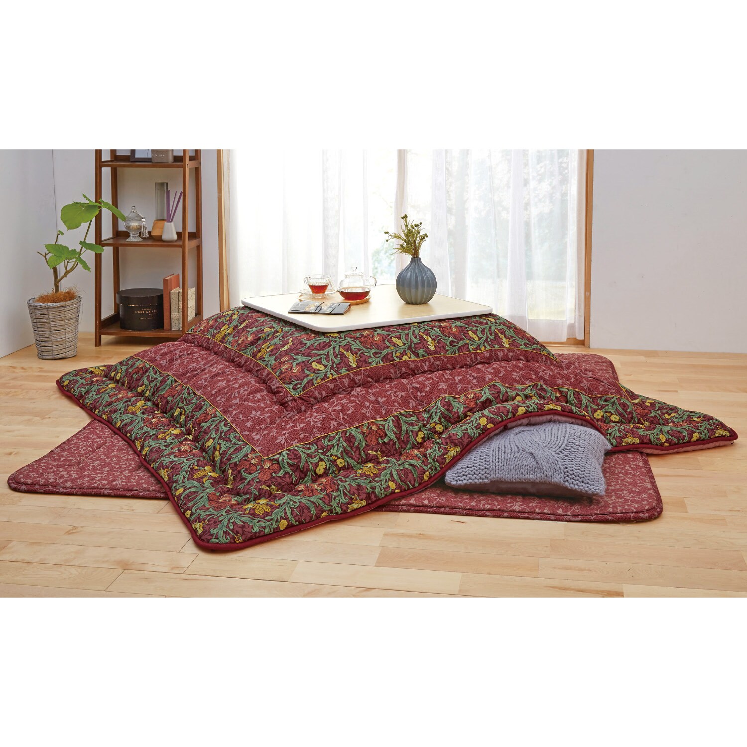 長方形】ロマンス小杉 裏ボアこたつ布団 エンジ こたつ掛け 200x240cm