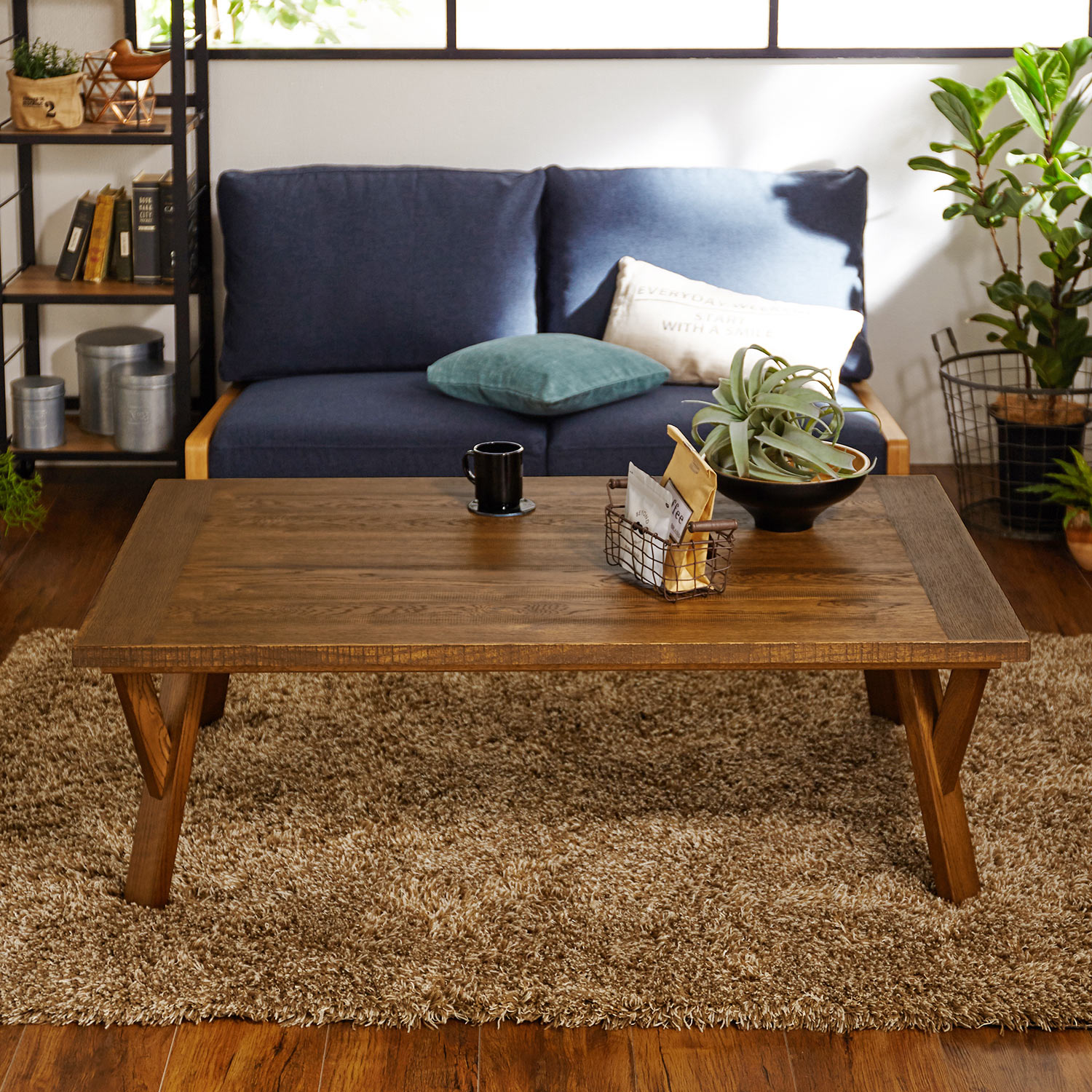 【ベルメゾン】オーク材のヴィンテージ調こたつテーブル