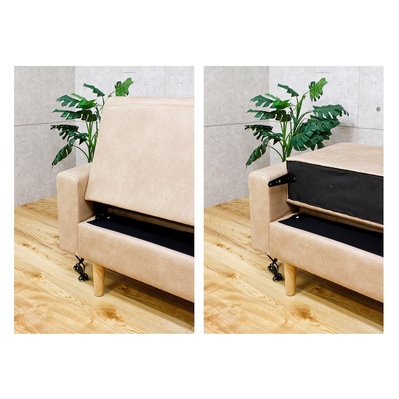 背もたれは着脱式です。/ベージュ　※使用のみの参照です