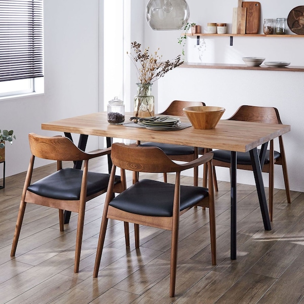 【ベルメゾン】天然木オーク材のデザイン脚ダイニングテーブル