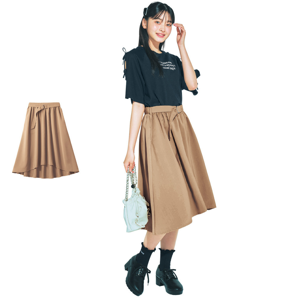 【パペル ラピス/Papel lapiz】ベルト付きイレギュラーヘムスカート(ウエスト調節可) 【子供服】 【パペル ラピス/Papel lapiz】ベルト付きイレギュラーヘムスカート(ウエスト調節可) 【子供服】