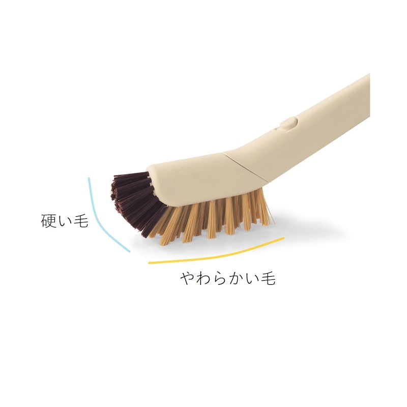 力が入れやすい配置で2種類の毛を植毛。