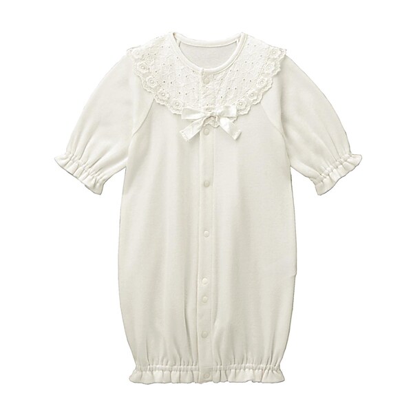 【ベルメゾン】レースリボンツーウェイオール 【ベビー服 新生児 長袖】