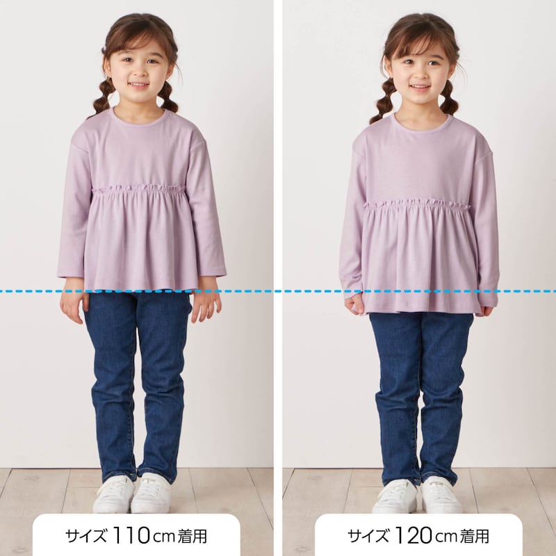 サイズ別着用比較／モデル身長111cm