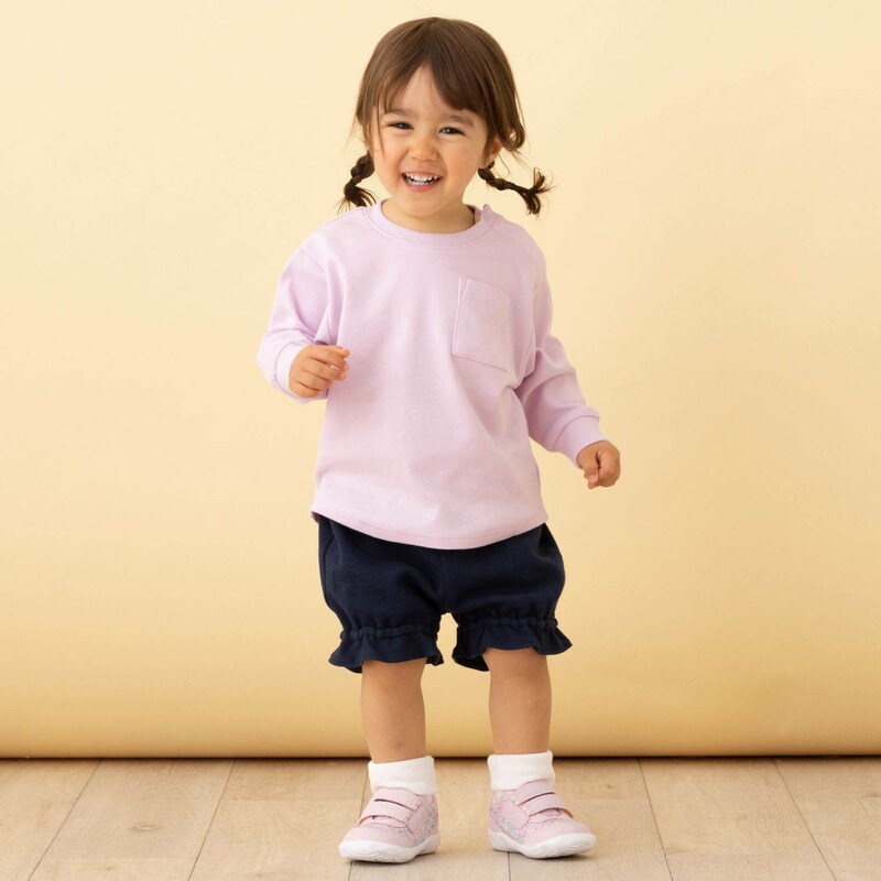 おトク情報がいっぱい 送料無料 ベビー服 女の子 ショート パンツ ボトム ダブルストライプ リボン ウエストゴム 女児 ベビー 80cm 90cm 95cm メール便対応 Recomenda Co