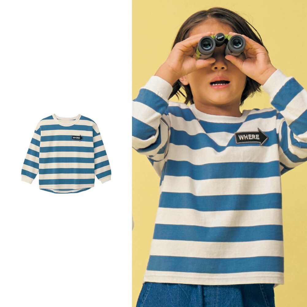 【ベルメゾン】太ピッチボーダーワッペンTシャツ 【子供服】