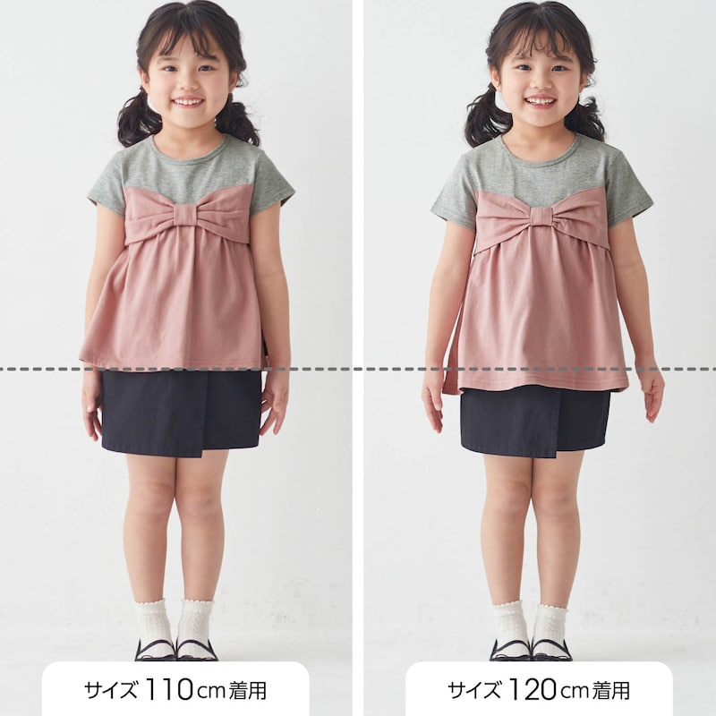 サイズ別着用比較／モデル身長110cm