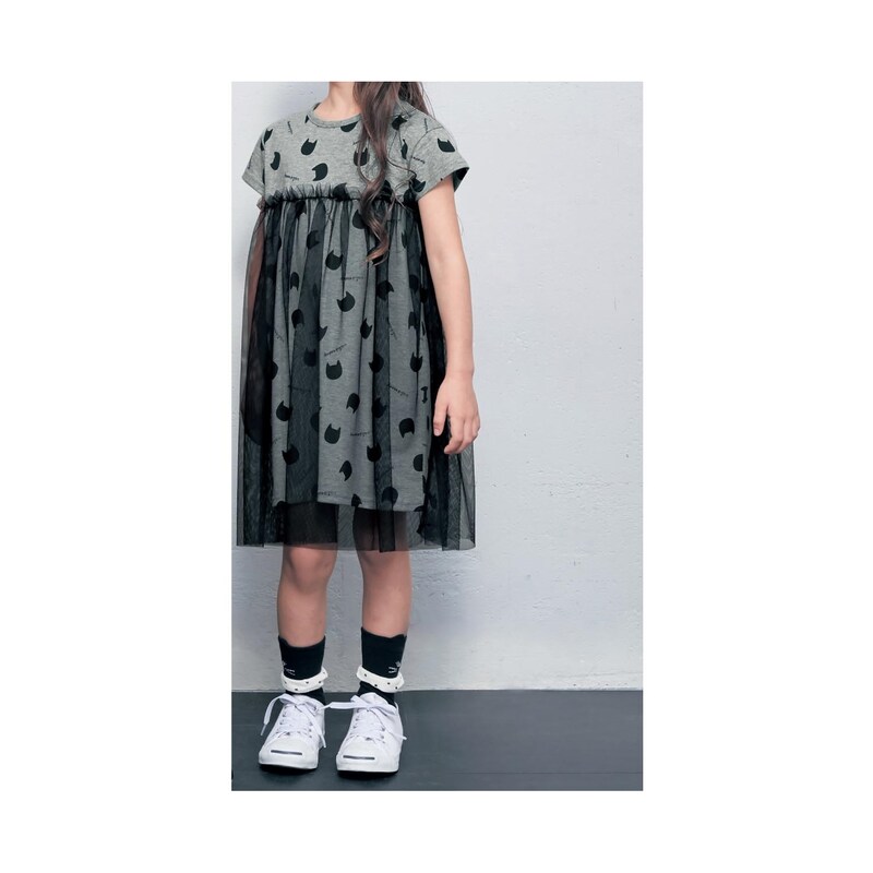 ネコ柄チュール使いワンピース 通販のベルメゾンネット