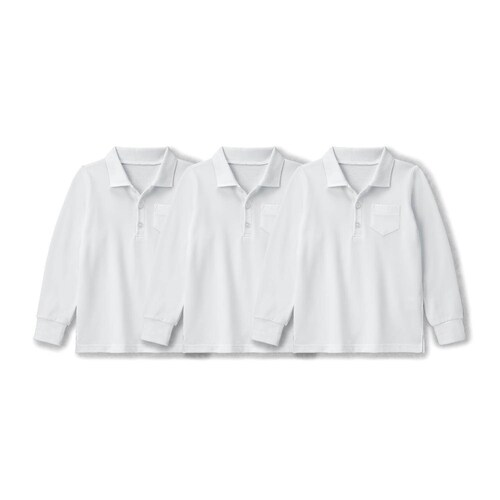 ＜ベルポロ＞ドライ長袖ポロシャツ3枚セット【制服白】