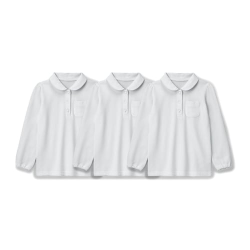 ＜ベルポロ＞ドライ長袖ガールズポロシャツ3枚セット【制服白】
