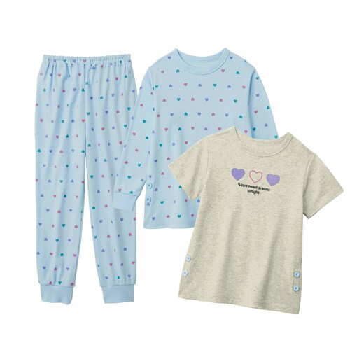 おなかが出にくいプリントやわらかスムースパジャマ3点セット 【子供パジャマ】
