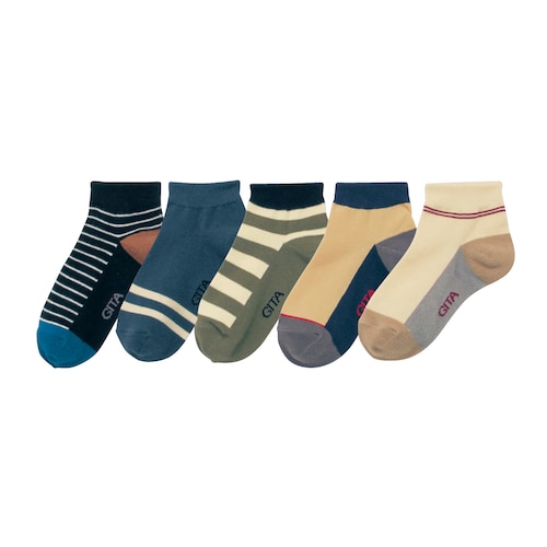 足底濃色ソックス5足セット(ショート丈) 【子供靴下】