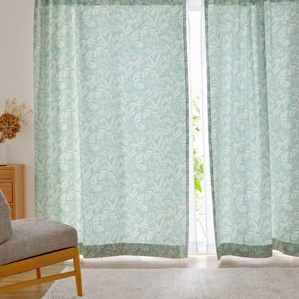 【ベルメゾン】【オーダー】 北欧デザイン柄の綿素材を使ったヒダなしフラット仕様のオーダーカーテン