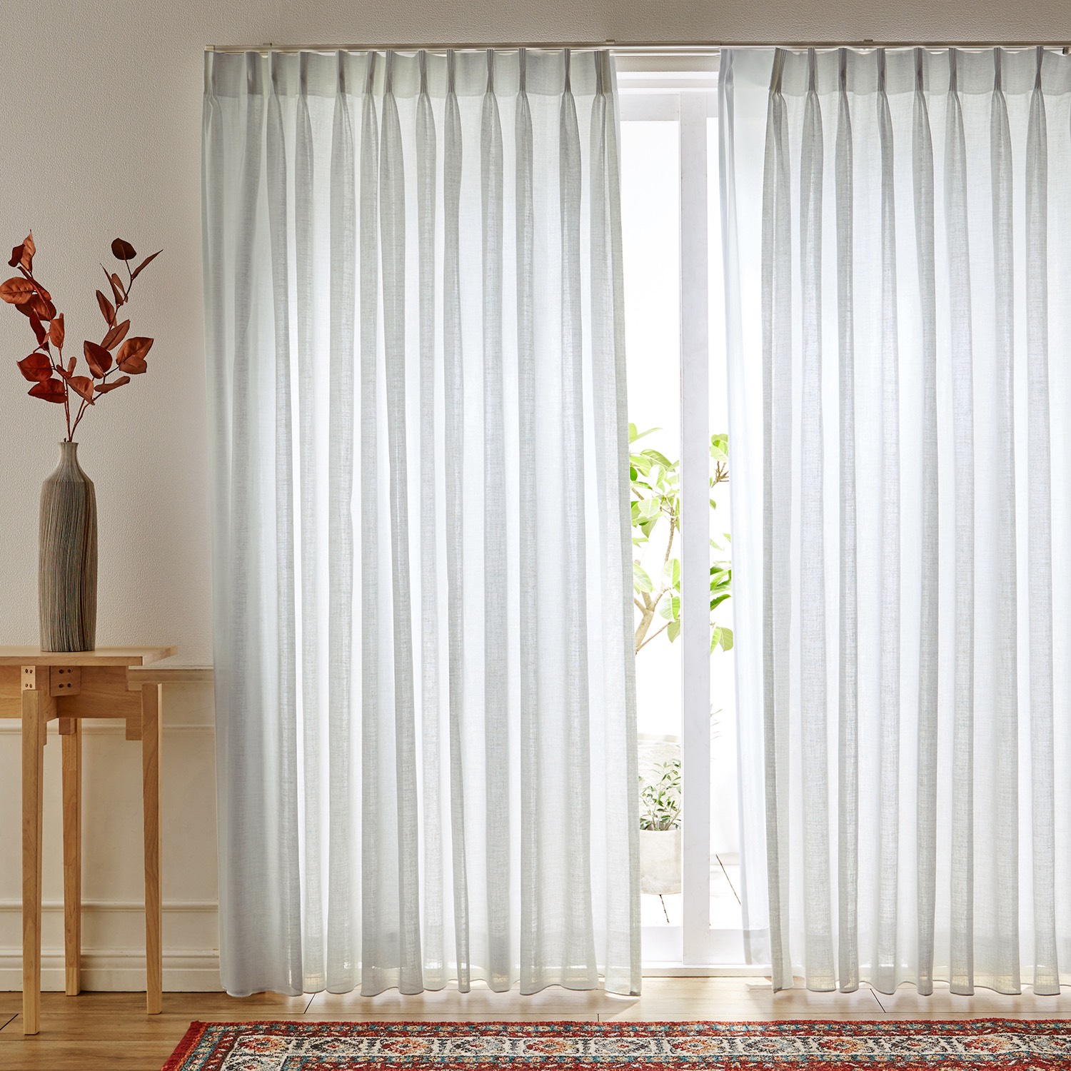 【ベルメゾン】【オーダー】 継ぎ目なしで美しい。2倍ヒダオーダーボイルカーテン「リラルク」