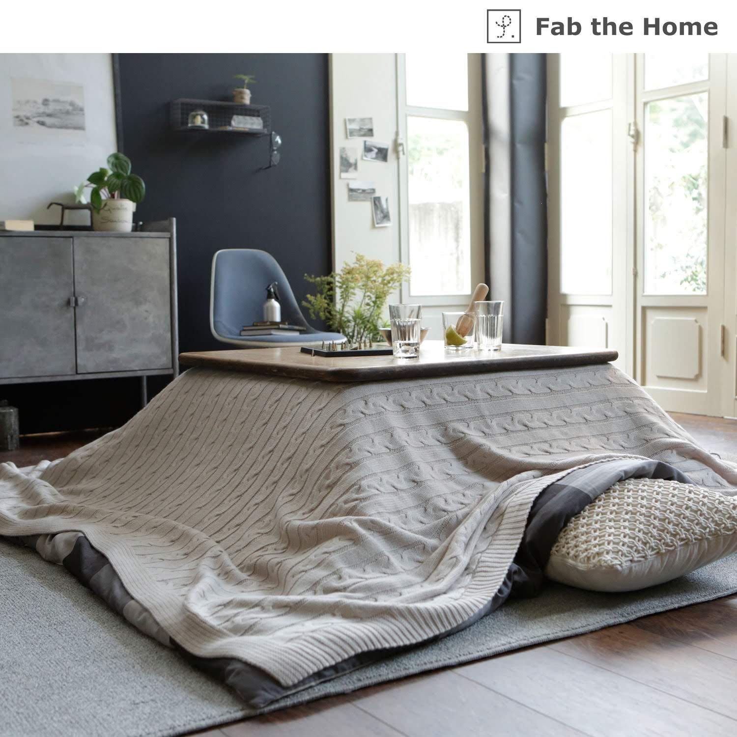 【ファブザホーム/Fab the Home】ケーブルニットのマルチカバー・ソファーカバー