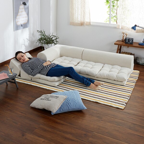 【ベルメゾン】4スタイルにレイアウト自在!ふわふわクッション付コーナーローソファー