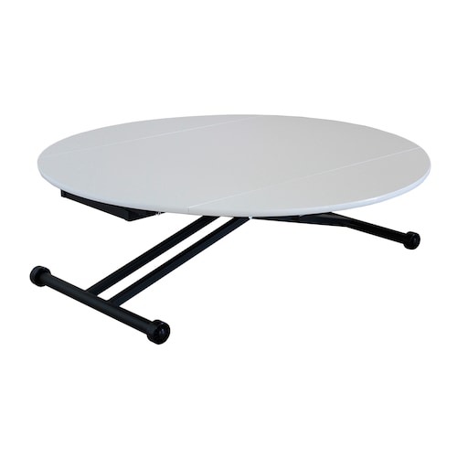 バタフライ天板の円形の昇降式テーブル ＜ダイニングテーブルとしても＞
