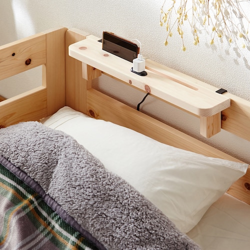 ［日本製］天然木ひのき材の親子ベッド専用スマホスタンド