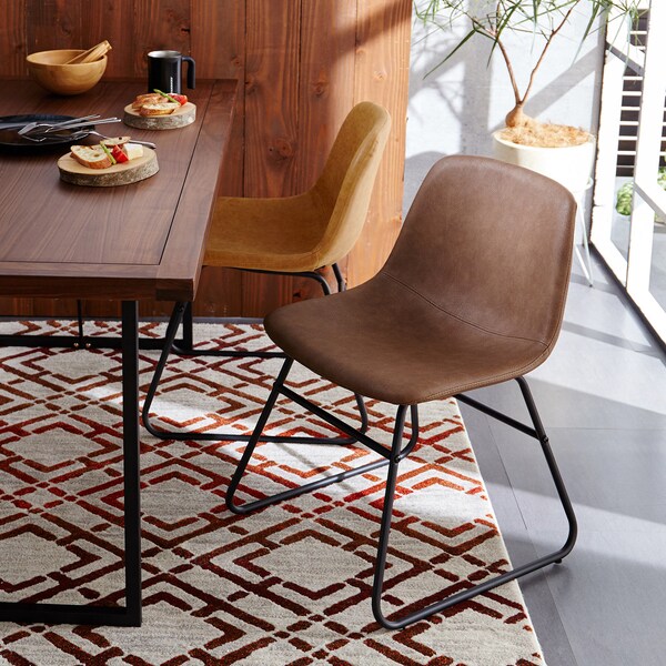 【ベルメゾン】合皮×アイアン脚のダイニングチェア