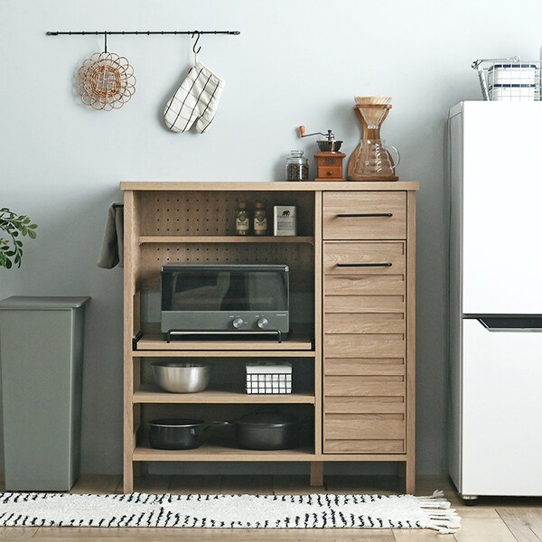 【ベルメゾン】シャビーシックなスライドテーブル付きレンジ台