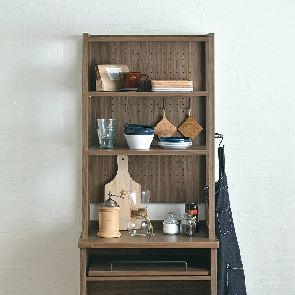 2Lペットボトルも収納OK！ワゴン付きシャビーシックなレンジ