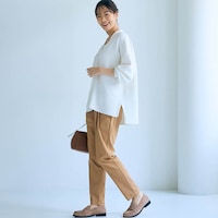 モデル身長170cm／M・股下66cm※写真は撮影用のため股下+6cmになります。ベージュ着用