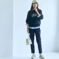 モデル身長170cm／M・股下66cm※写真は撮影用のため股下+6cmになります。ネイビー着用