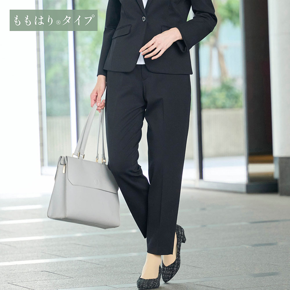 洗濯機で洗えるストレッチテーパードパンツ(ももはり)(丈が選べる)