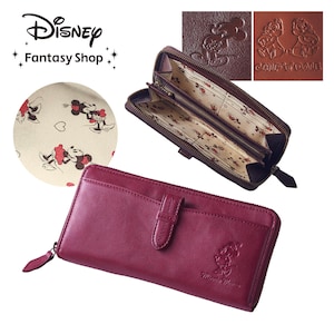【ディズニー/Disney】本革多収納ファスナー長財布[日本製](選べるキャラクター)