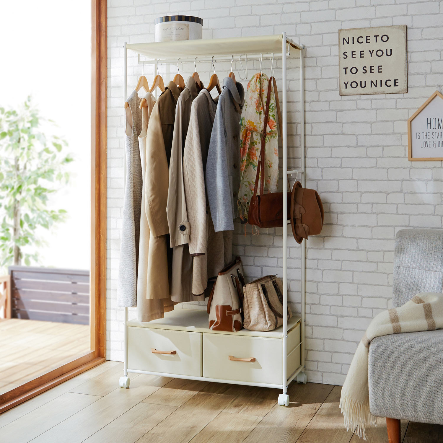 引出し付きハンガーラック 幅75cm 通販のベルメゾンネット 引出し付きハンガーラック 幅75cm 通販のベルメゾンネット