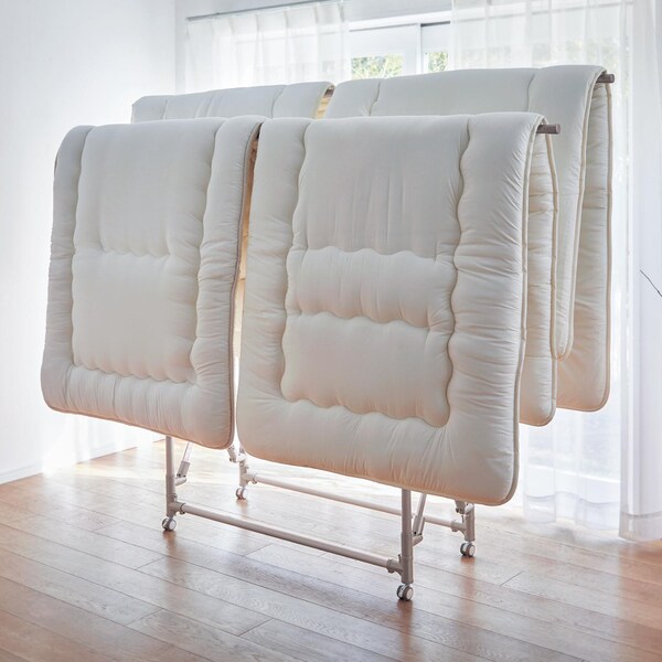 【ベルメゾン】【布団干し】キャスター付き軽量アルミ製縦横伸縮室内物干し