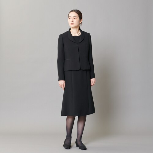 【20％OFF】【ブラックフォーマル】コンパクトショールカラージャケット＆前開きワンピース