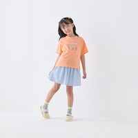 ブルー系ストライプ／モデル身長130cm・サイズ130