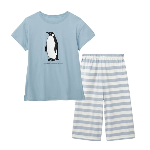 家族でリンク薄くて涼しいレディース半袖綿素材パジャマ 【猛暑対策】