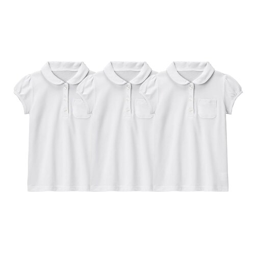 ＜ベルポロ＞ドライ半袖ガールズポロシャツ３枚セット【子供服 通園・通学】 【制服】【白】