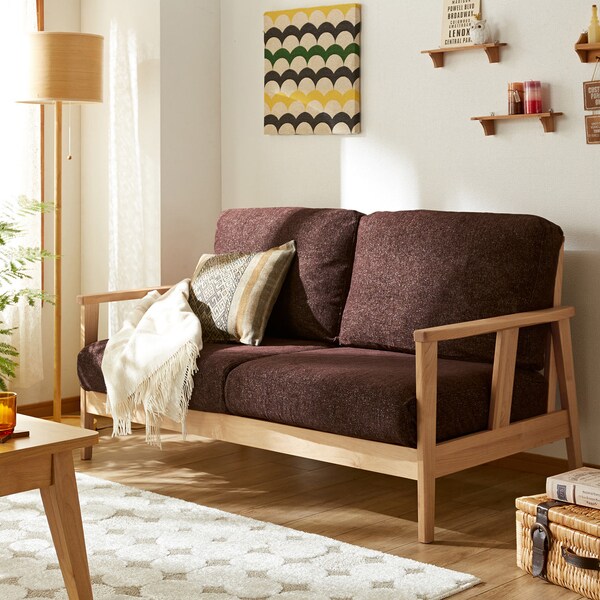 【ベルメゾン】アルダー材の木肘ソファー