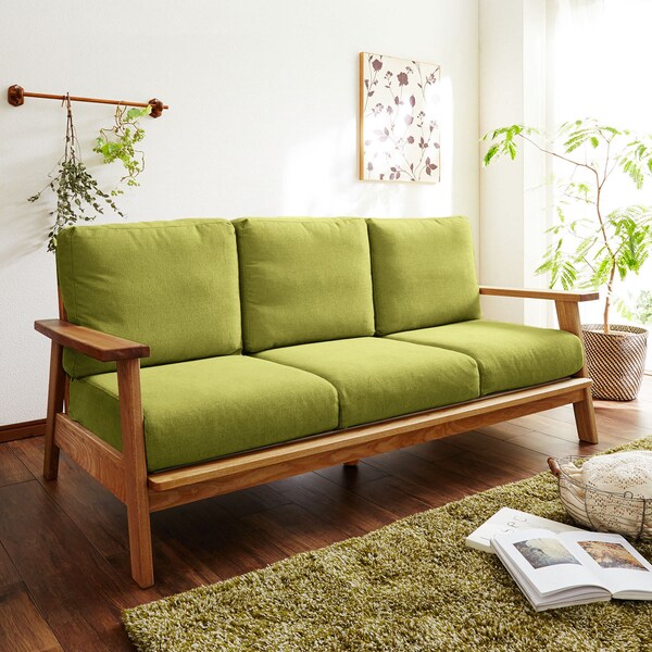 【ベルメゾン】5色から選べる!オイル仕上げの木肘ソファー