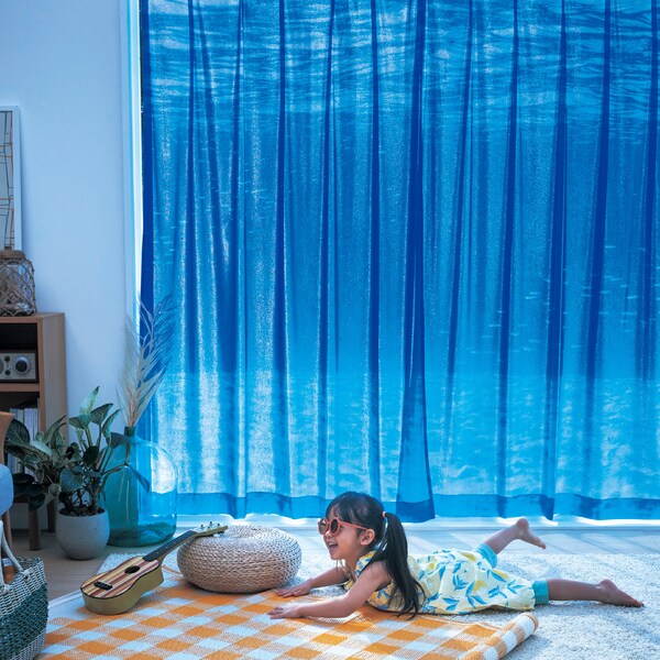 【ベルメゾン】【SNSで話題】 海の中を映したUVカット・ミラーレースカーテン 【エモカーテン】