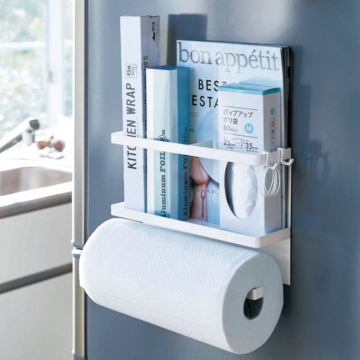 【タワー/tower】マグネットで取り付けられるキッチンペーパー & ラップホルダー