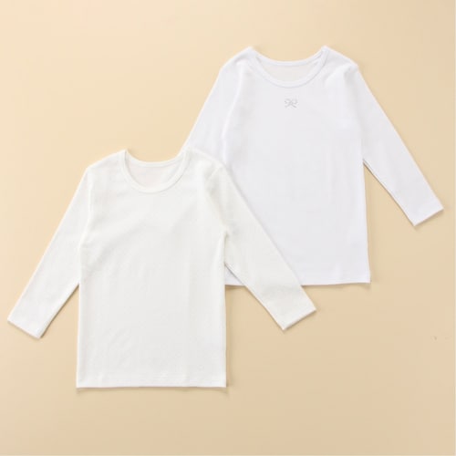 【２枚組】綿素材スムース８分袖Ｔシャツインナー【子供・ジュニア肌着】