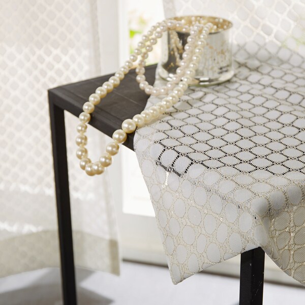 【ベルメゾン】【99サイズ】 ゴールドの糸で縁取ったサークルデザインのレースカーテン