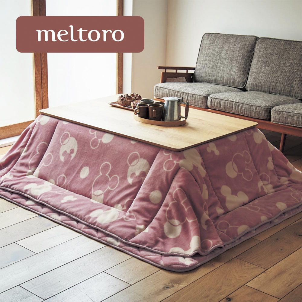 【メルトロ/meltoro】【省スペースタイプ】あったかなめらかなこたつ布団掛け敷きセット「ミッキーモチーフ」